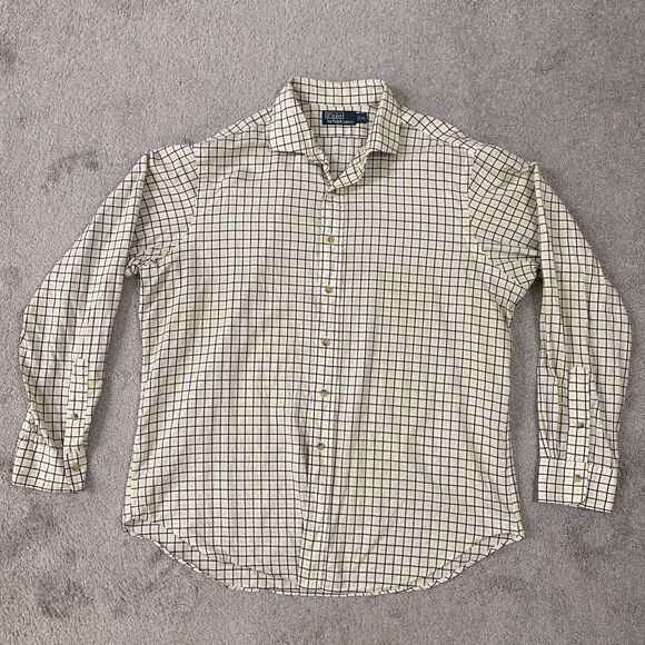 Polo Ralph Lauren Button Up Shirt Mens Extra Large Plaid 100% Cotton Yellow - Picture 1 of 10